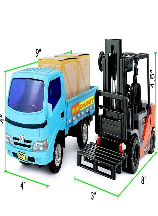 Big Daddy Trucks Combo: Friction-Powered Forklift & Pickup Truck with Extendable Loader and Cargo Boxes - Image 5